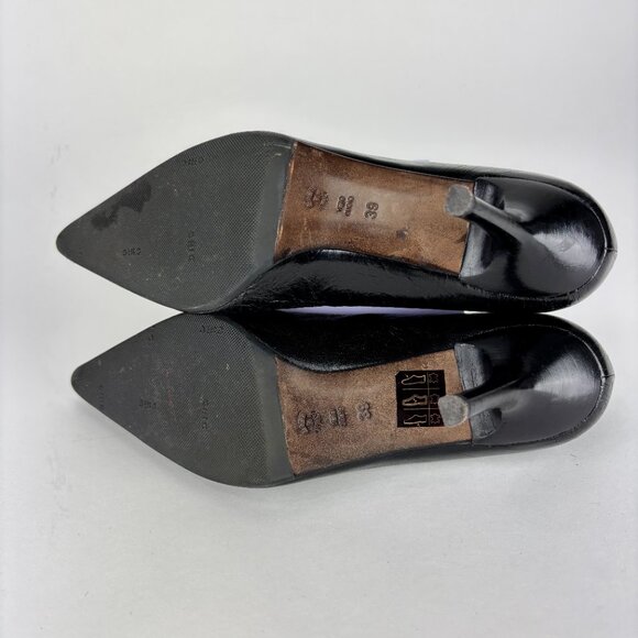 Studio Pollini Black Leather Pointed Toe Heels – Size 39 - Picture 9 of 10
